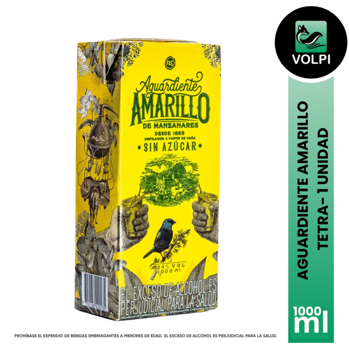 Aguardiente Amarillo Tetra 1000 ml - Imagen 1