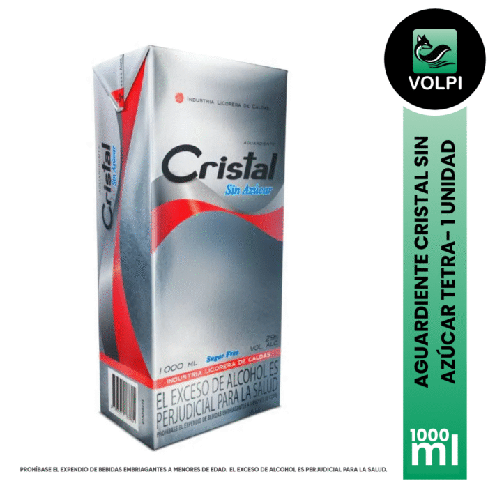 Aguardiente Cristal Sin Azucar Tetra 1000 ml - Imagen 1